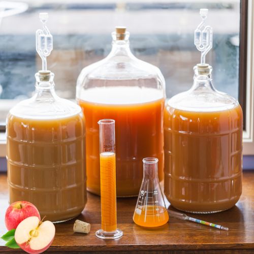 A few containers of brewing cider.